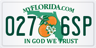 FL license plate 0276SP