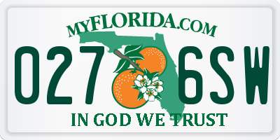 FL license plate 0276SW