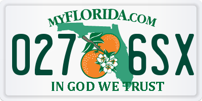 FL license plate 0276SX