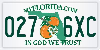 FL license plate 0276XC