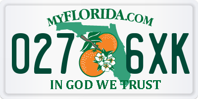 FL license plate 0276XK