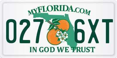FL license plate 0276XT