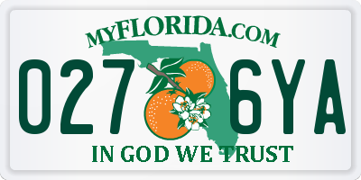 FL license plate 0276YA