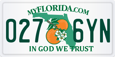 FL license plate 0276YN