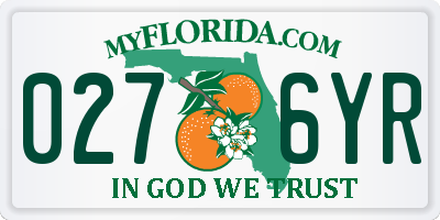FL license plate 0276YR
