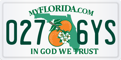 FL license plate 0276YS