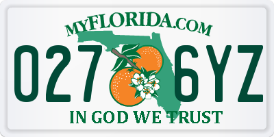 FL license plate 0276YZ