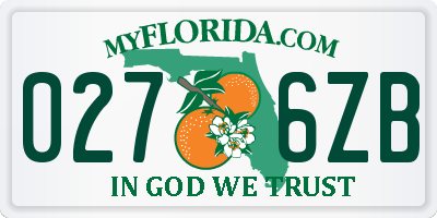 FL license plate 0276ZB