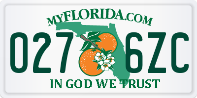 FL license plate 0276ZC