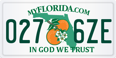 FL license plate 0276ZE