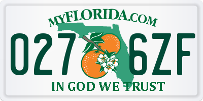 FL license plate 0276ZF