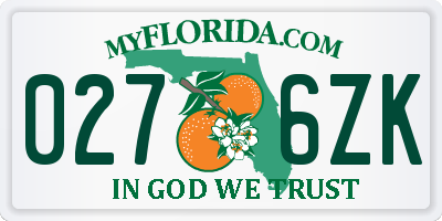 FL license plate 0276ZK