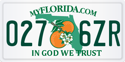 FL license plate 0276ZR