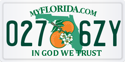FL license plate 0276ZY
