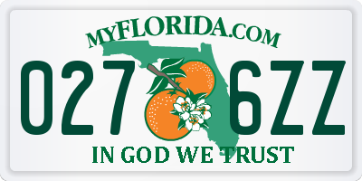 FL license plate 0276ZZ