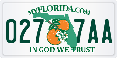 FL license plate 0277AA