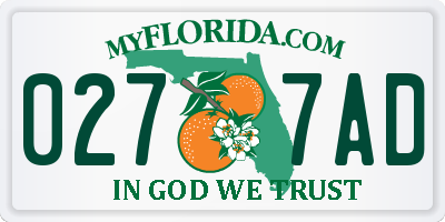 FL license plate 0277AD