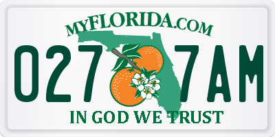 FL license plate 0277AM
