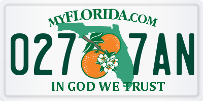 FL license plate 0277AN