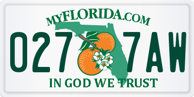 FL license plate 0277AW