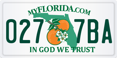 FL license plate 0277BA