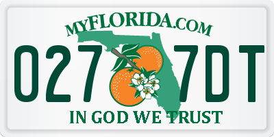 FL license plate 0277DT