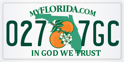 FL license plate 0277GC