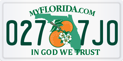 FL license plate 0277JO