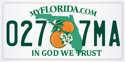 FL license plate 0277MA