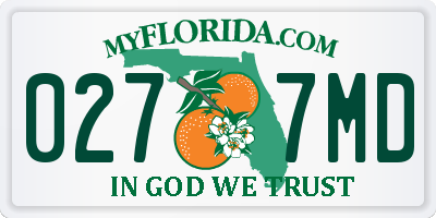 FL license plate 0277MD