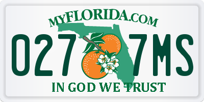 FL license plate 0277MS