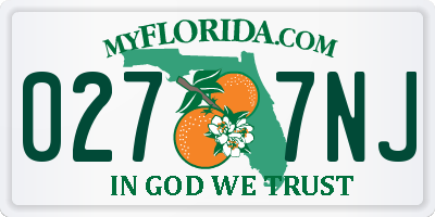 FL license plate 0277NJ