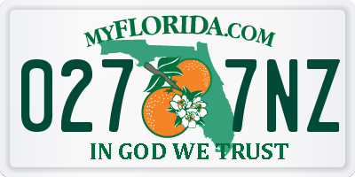 FL license plate 0277NZ