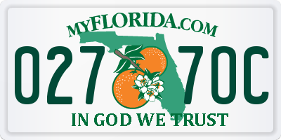 FL license plate 0277OC