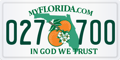FL license plate 0277OO