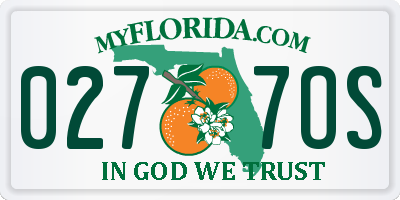 FL license plate 0277OS