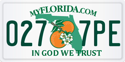 FL license plate 0277PE
