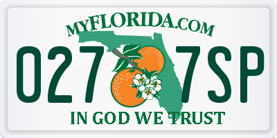 FL license plate 0277SP