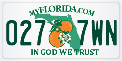 FL license plate 0277WN