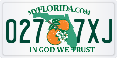 FL license plate 0277XJ
