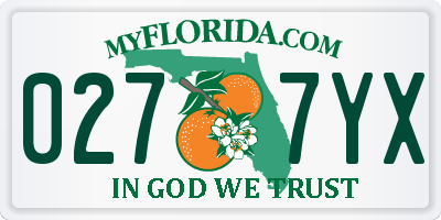 FL license plate 0277YX