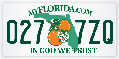 FL license plate 0277ZQ