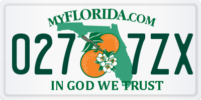 FL license plate 0277ZX