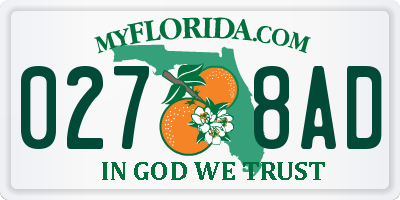 FL license plate 0278AD