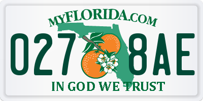 FL license plate 0278AE
