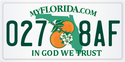 FL license plate 0278AF