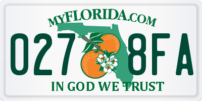 FL license plate 0278FA