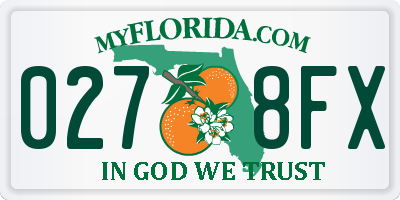 FL license plate 0278FX