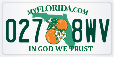 FL license plate 0278WV