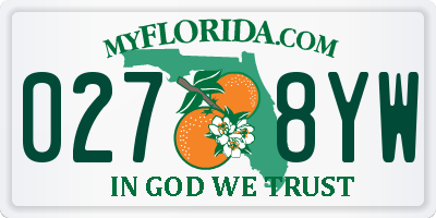 FL license plate 0278YW